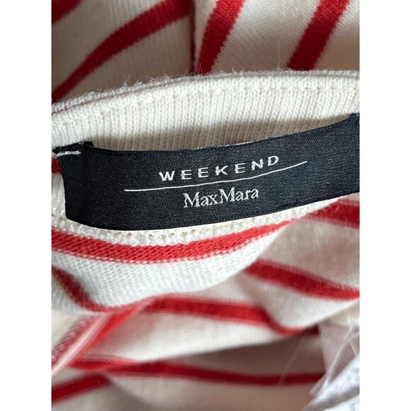 MaxMara Weekend Shirt Red Cream Stripe Cotton Breton Casual Top Womens S - Picture 3 of 12